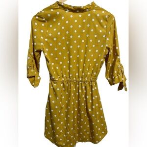 Blush Women’s yellow Gold white dotted mini dress size S